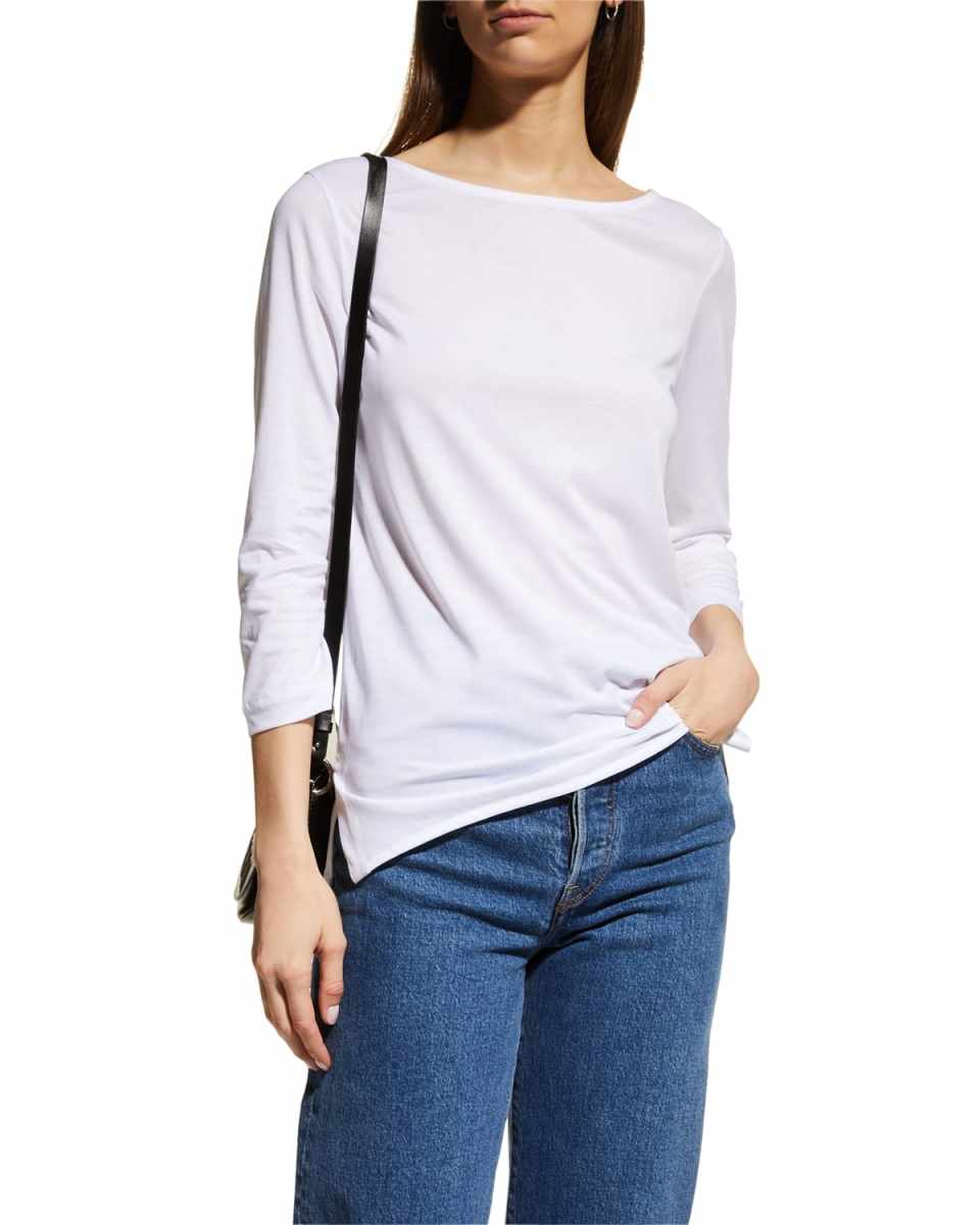 Lyocell Cotton 3/4-Sleeve Boatneck Top
